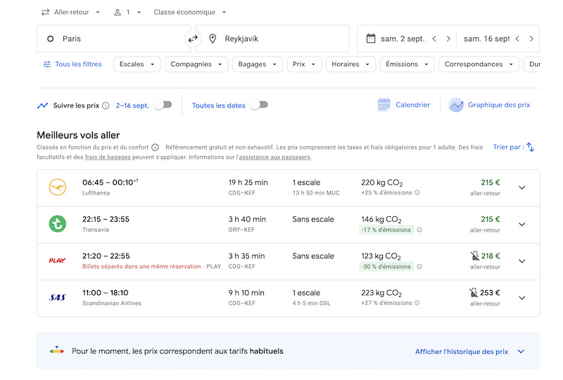 recherche google flights
